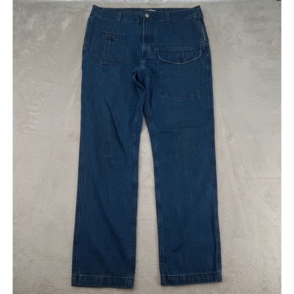 Levis Jeans Mens 34x34 Blue Cargo Straight Denim White‎ Tab Utility Workwear